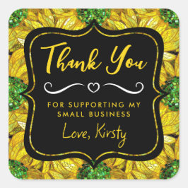 黄色ひまわりモザイクガラス小規模企業 スクエアシール