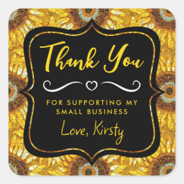 黄色ひまわりモザイクガラス小規模企業 スクエアシール