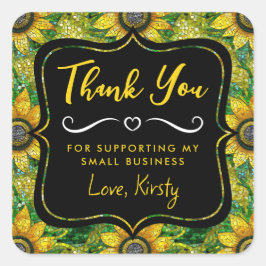 黄色ひまわりモザイクガラス小規模企業 スクエアシール