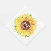 黄色ひまわりモノグラム結婚ズ スタンダードランチョンナプキン (角)