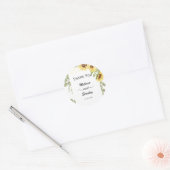 黄色ひまわりユーカリ結婚ストライト ラウンドシール (封筒)