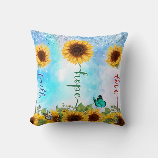 黄色ひまわりラブホープ信仰夏秋 クッション (正面)