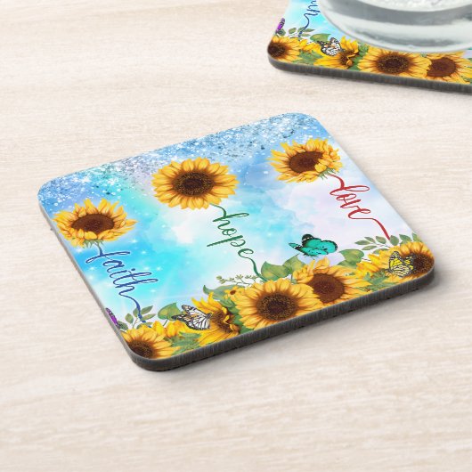 黄色ひまわりラブホープ信仰夏秋 コースター (左側)