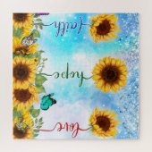 黄色ひまわりラブホープ信仰夏秋 ジグソーパズル (横)