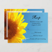 黄色ひまわり付き夏の青空RSVP返信 インビテーションポストカード (正面/裏面)