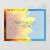 黄色ひまわり付き夏の青空RSVP返信 インビテーションポストカード (裏面)