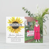 黄色ひまわり写真卒業発表 案内状 (スタンド正面)