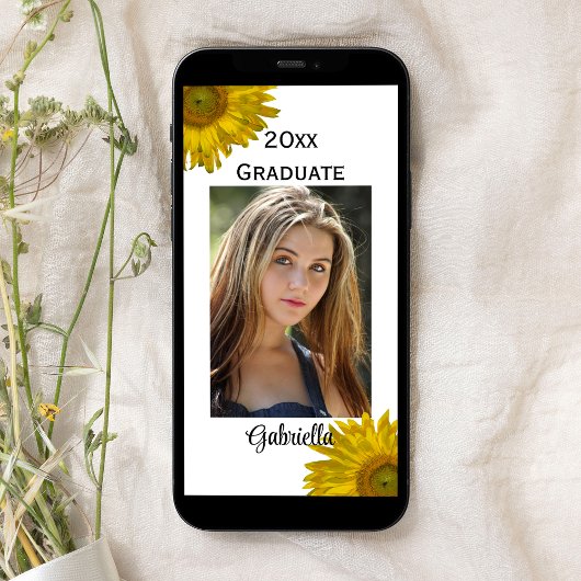 黄色ひまわり卒業発表写真 案内状