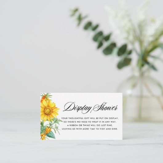 黄色ひまわり及びシーバックソーンディスプレイシャワー エンクロージャーカード (スタンド正面)