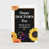 黄色ひまわり及び聴診器医の日 カード (正面)