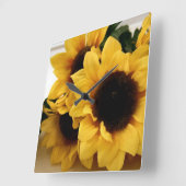 黄色ひまわり壁時計 スクエア壁時計 (傾斜)