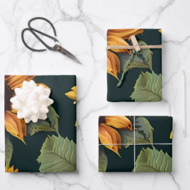 黄色ひまわり大プリント ラッピングペーパーシート