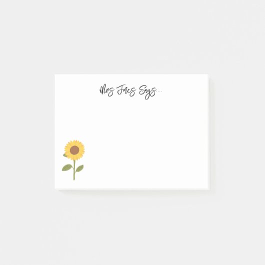 黄色ひまわり救済の私は先生を育てる ポストイット (正面)