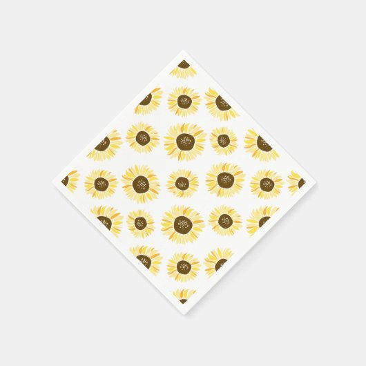 黄色ひまわり模様フローラ スタンダードカクテルナプキン (角)