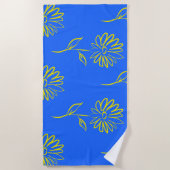 黄色ひまわり模様 ビーチタオル (正面)