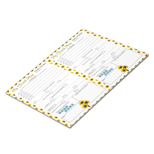 黄色ひまわり毎日6食食の日記 ノートパッド (アングル)