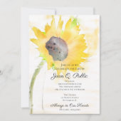 黄色ひまわり水彩お祝いの生活 招待状 (正面)