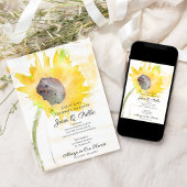 黄色ひまわり水彩お祝いの生活 招待状