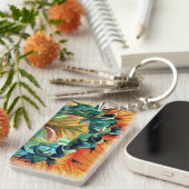 黄色ひまわり水彩オリジナルアート絵画 キーホルダー (正面右)