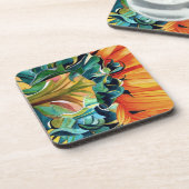 黄色ひまわり水彩オリジナルアート絵画 コースター (左側)