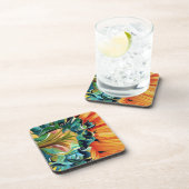 黄色ひまわり水彩オリジナルアート絵画 コースター (右側)