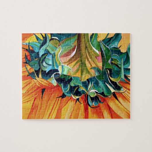 黄色ひまわり水彩オリジナルアート絵画 ジグソーパズル (横)