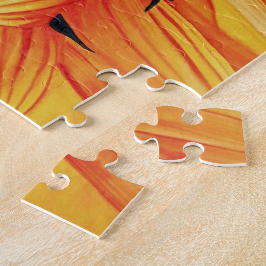 黄色ひまわり水彩オリジナルアート絵画 ジグソーパズル (側面)