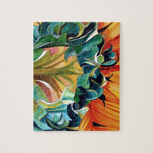 黄色ひまわり水彩オリジナルアート絵画 ジグソーパズル (縦)