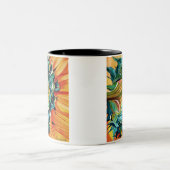 黄色ひまわり水彩オリジナルアート絵画 ツートーンマグカップ (中央)