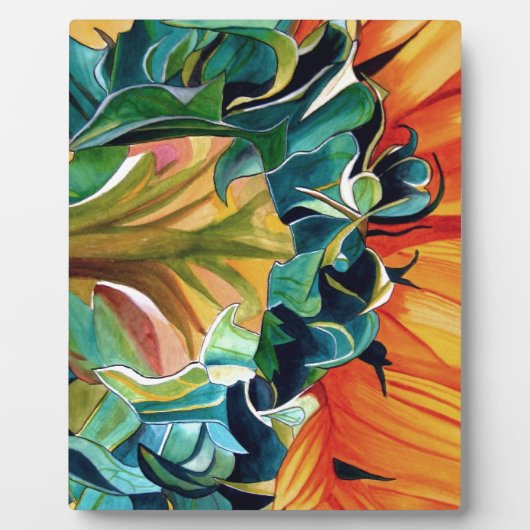 黄色ひまわり水彩オリジナルアート絵画 フォトプラーク (正面)