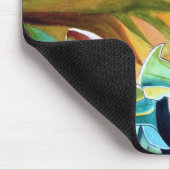 黄色ひまわり水彩オリジナルアート絵画 マウスパッド (コーナー)