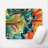 黄色ひまわり水彩オリジナルアート絵画 マウスパッド (マウス)