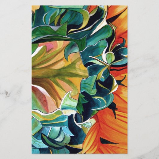 黄色ひまわり水彩オリジナルアート絵画 便箋 (正面)