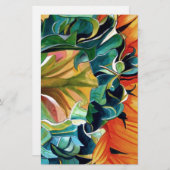 黄色ひまわり水彩オリジナルアート絵画 便箋 (正面/裏面)