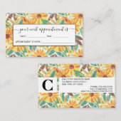 黄色ひまわり水彩パターン 予約カード (正面/裏面)