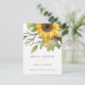 黄色ひまわり水彩フローラブライダルシャワー インビテーションポストカード (スタンド正面)