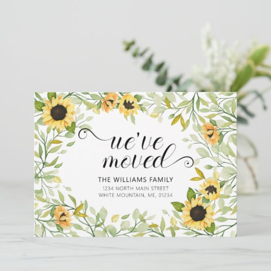 黄色ひまわり水彩フローラ移動 案内状 (スタンド正面)