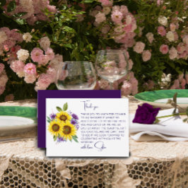 黄色ひまわり水彩ブライダルシャワー サンキューカード