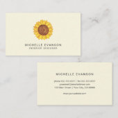 黄色ひまわり水彩ロゴかわいらし 名刺 (正面/裏面)