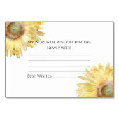 黄色ひまわり水彩結婚アドバイスカード テーブルナンバー (裏面)