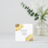 黄色ひまわり水彩花屋 スクエア名刺 (スタンド正面)