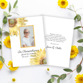 黄色ひまわり水彩葬儀悔やみや弔慰 サンキューカード