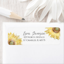 黄色ひまわり水彩 ラベル