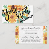 黄色ひまわり水彩 予約カード (正面/裏面)
