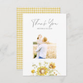 黄色ひまわり水結婚色の写真 サンキューカード (正面/裏面)