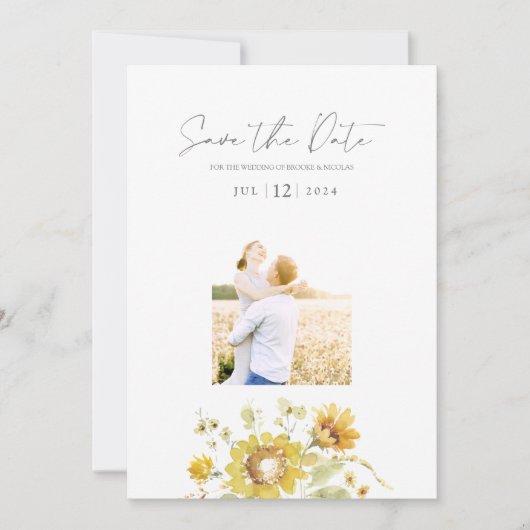 黄色ひまわり水結婚色の写真 セーブザデート (正面)