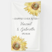 黄色ひまわり水色結婚のバナー 横断幕 (縦)