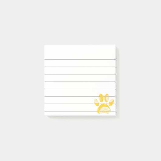 黄色ひまわり犬のポープリント裏打ち3 x 3 ポストイット (正面)