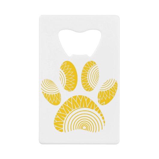 黄色ひまわり犬のポープリント クレジットカード栓抜き (正面)