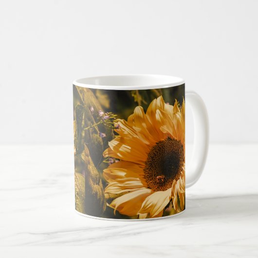 黄色ひまわり独身のコーヒーカップマグカップ コーヒーマグカップ (正面右)